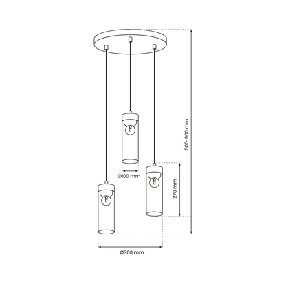 Elica Designer Pendant Hand Made Smoked Glass Cylindrical Shades