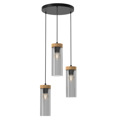 Elica Designer Pendant Hand Made Smoked Glass Cylindrical Shades