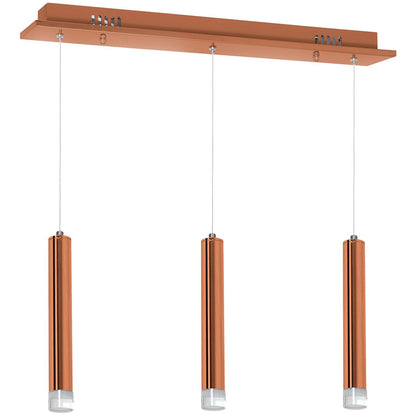 Copper LED Triple Pendant Lamp Rose Gold Industrial Chic