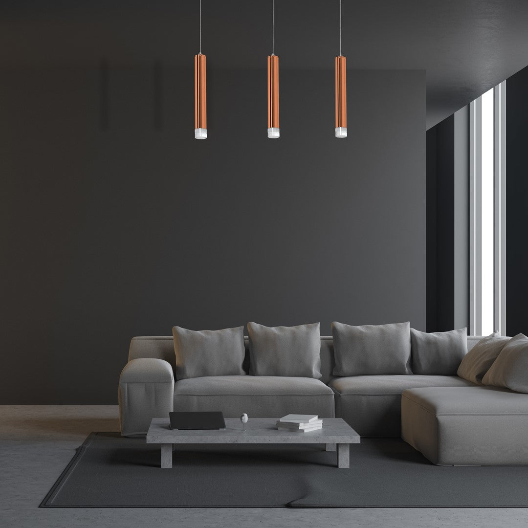 Copper LED Triple Pendant Lamp Rose Gold Industrial Chic