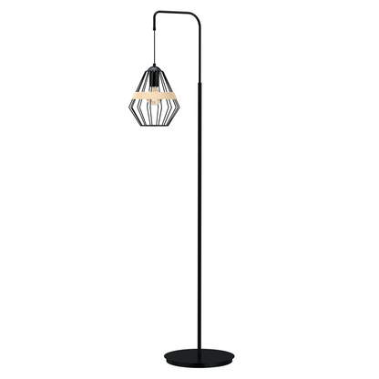 Cliff Floor Lamp Hand Made Matt Black Natural Wood
