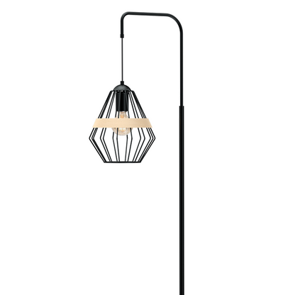 Cliff Floor Lamp Hand Made Matt Black Natural Wood