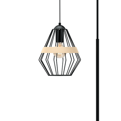 Cliff Floor Lamp Hand Made Matt Black Natural Wood