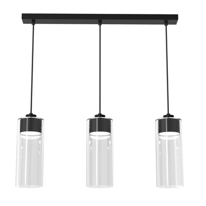 Clarissa Pendant Lamp Matt Black Metal Elegant Glass Shades