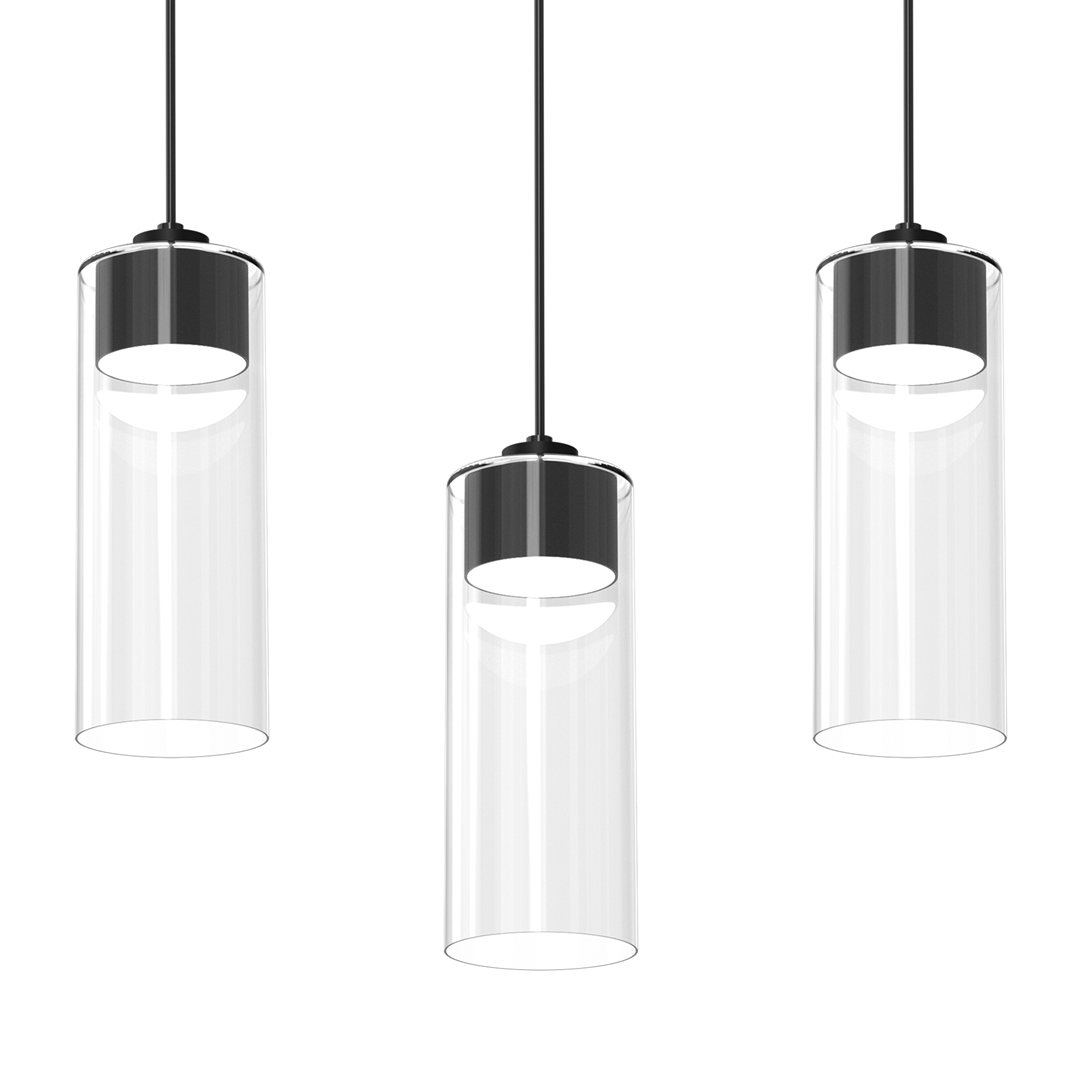 Clarissa Pendant Lamp Matt Black Metal Elegant Glass Shades
