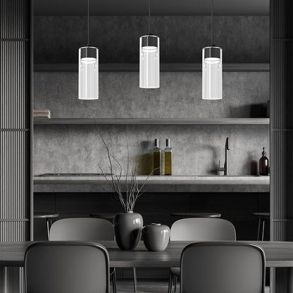 Clarissa Pendant Lamp Matt Black Metal Elegant Glass Shades