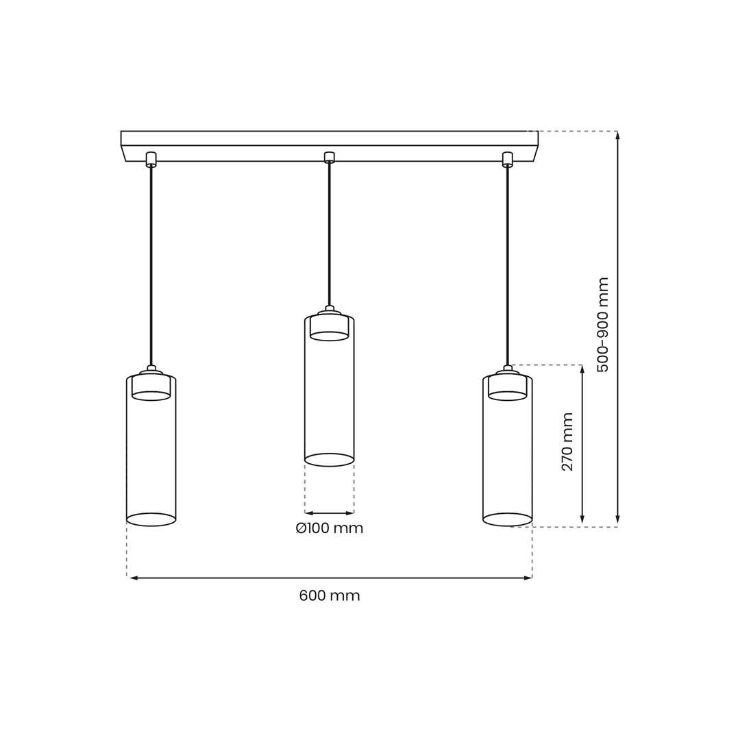 Clarissa Pendant Lamp Matt Black Metal Elegant Glass Shades