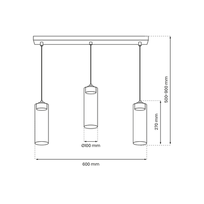 Clarissa Pendant Lamp Matt Black Metal Elegant Glass Shades