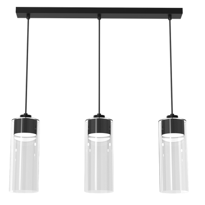 Clarissa Pendant Lamp Matt Black Metal Elegant Glass Shades