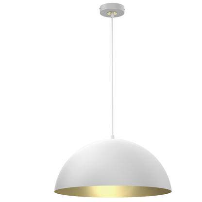 Beta Pedant Lamp 45cm Hand Made In Matt White With A Golden Interior