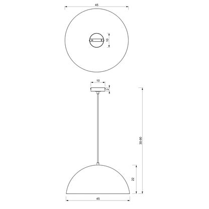 Beta Pedant Lamp 45cm Hand Made In Matt White With A Golden Interior