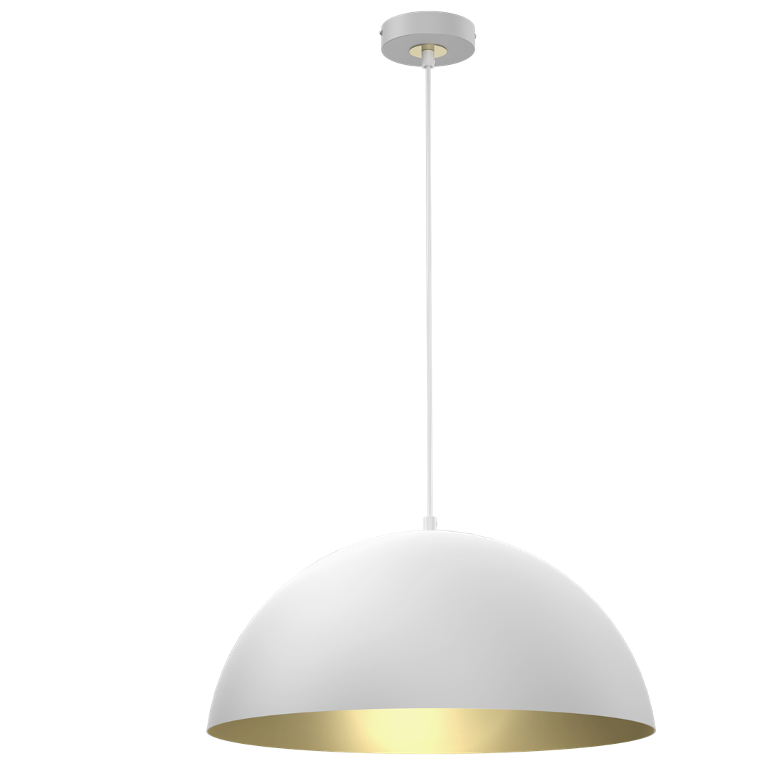 Beta Pedant Lamp 45cm Hand Made In Matt White With A Golden Interior