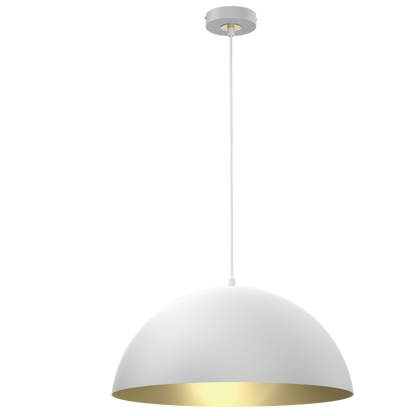 Beta Pedant Lamp 45cm Hand Made In Matt White With A Golden Interior