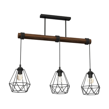 Acero Hand Made Pendant Lamp Black Steel And Natural Wood
