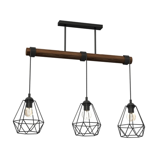 Acero Hand Made Pendant Lamp Black Steel And Natural Wood