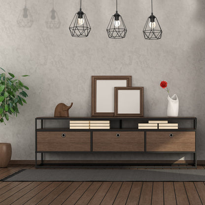 Acero Hand Made Pendant Lamp Black Steel And Natural Wood