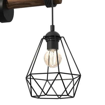 Acero Hand Made Wall Lamp Black Steel And Natural Wood