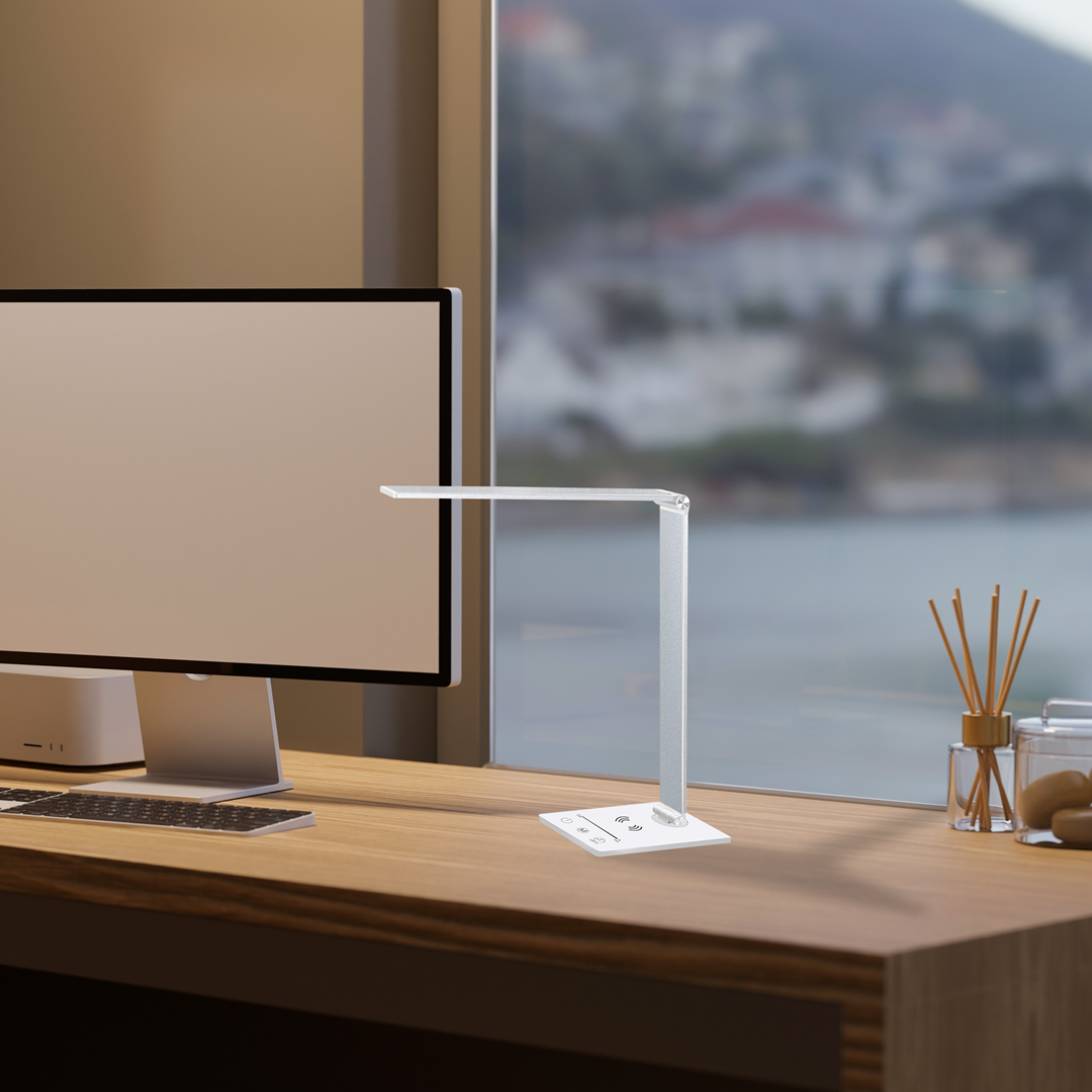 Vario White Desk Lamp Wireless Phone Charging Adjustable Dimmable