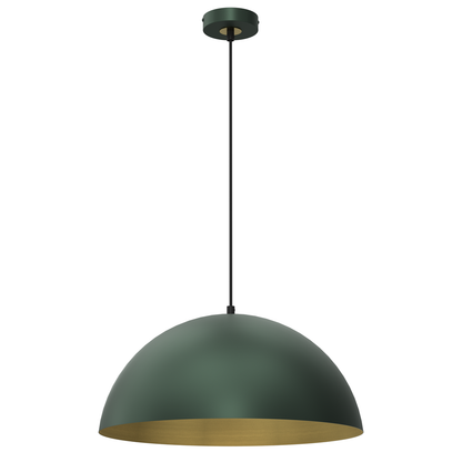 Beta Pedant Lamp 45cm Hand Made In Matt Green With A Golden Interior