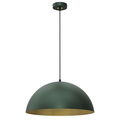 Beta Pedant Lamp 45cm Hand Made In Matt Green With A Golden Interior