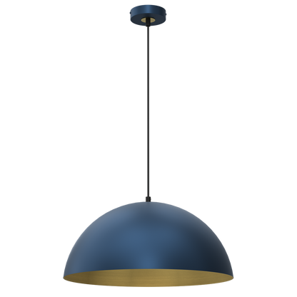 Beta Pedant Lamp 45cm Hand Made In Matt Blue With A Golden Interior