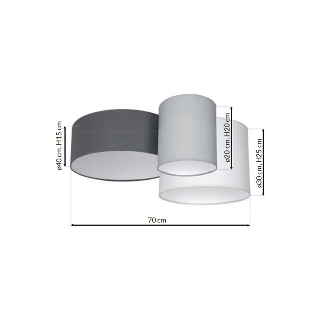 Stan Ceiling Lamp Hand Made Cool Grey And White