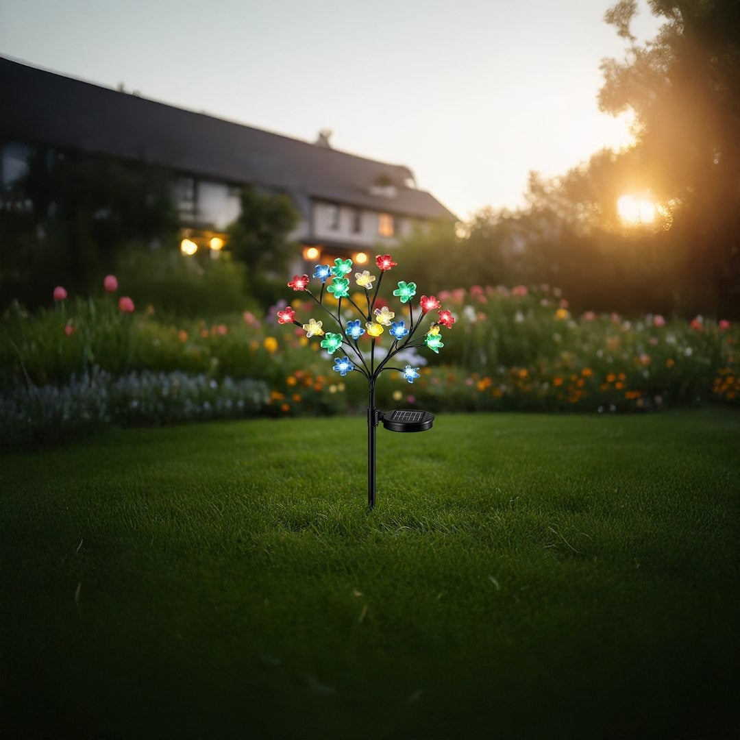 Solar Tree Lamp 84Cm Rgb+3000K Ip44 Black + Transparent