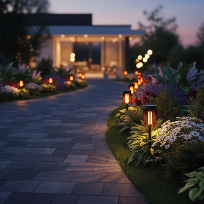 Flame Solar Lamp 1800K Ip44 Black