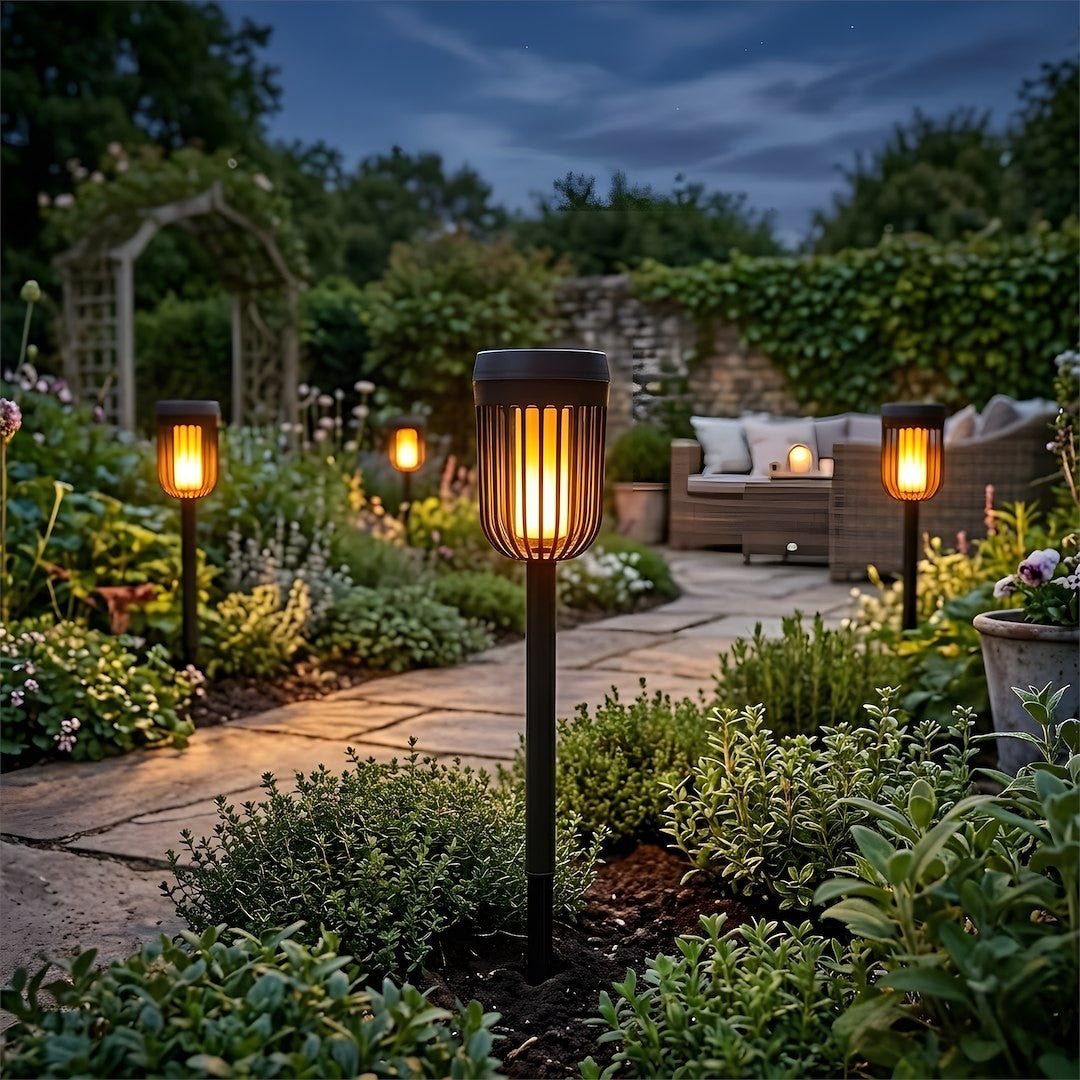 Flame Solar Lamp 1800K Ip44 Black