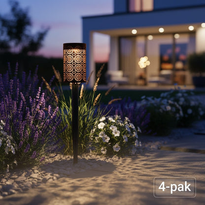 Solar Lamp Decor 3000K Ip44 4Pcs Black