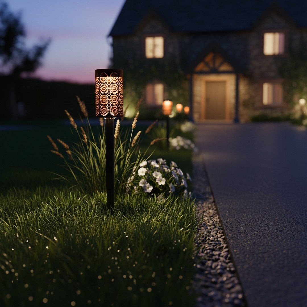 Solar Lamp Decor 3000K Ip44 4Pcs Black