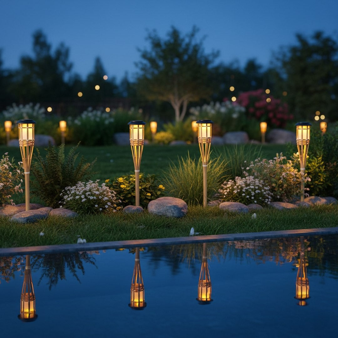 Bamboo Solar Lamp 1800K Ip44 Bamboo