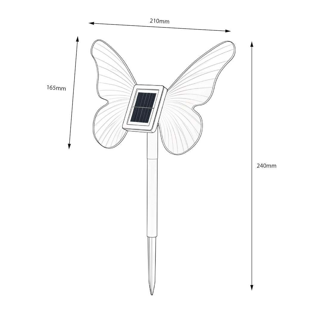 Butterfly Solar Lamp 3000K Ip44 Transparent