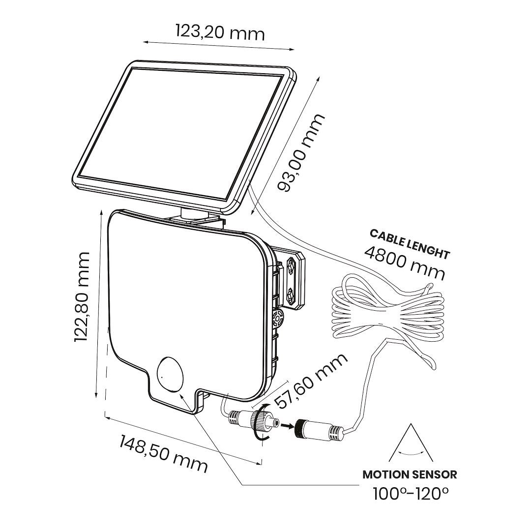 Alex Solar Floodlight 600Lm 4000K Ip44 Black