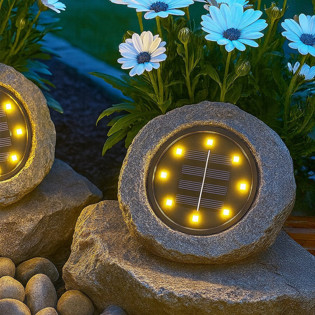 Rock Solar Lamp 3000K Ip44 Grey