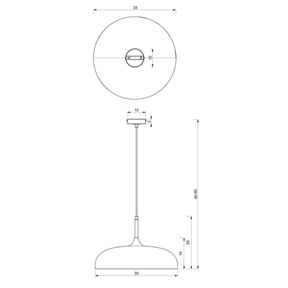 Pendant Lamp Lincoln White/Gold 1XE27 35cm
