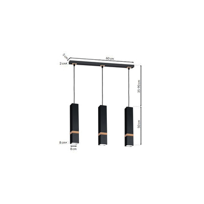 Vidar Hand Made Pendant Lamp Black With Natural Wood Cuboid