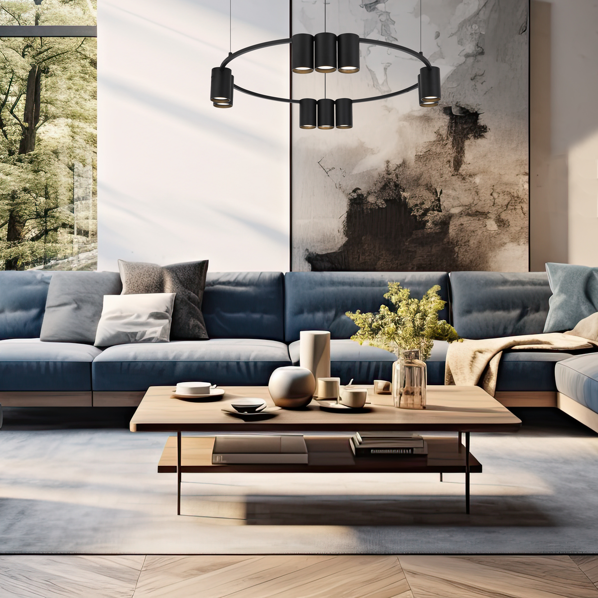 Pendant Light (Circle) Genesis Black 10xGU10