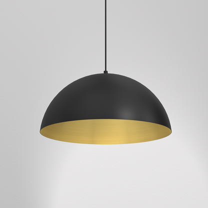 Beta Pedant Lamp 45cm Hand Made In Matt Black With A Golden Interior