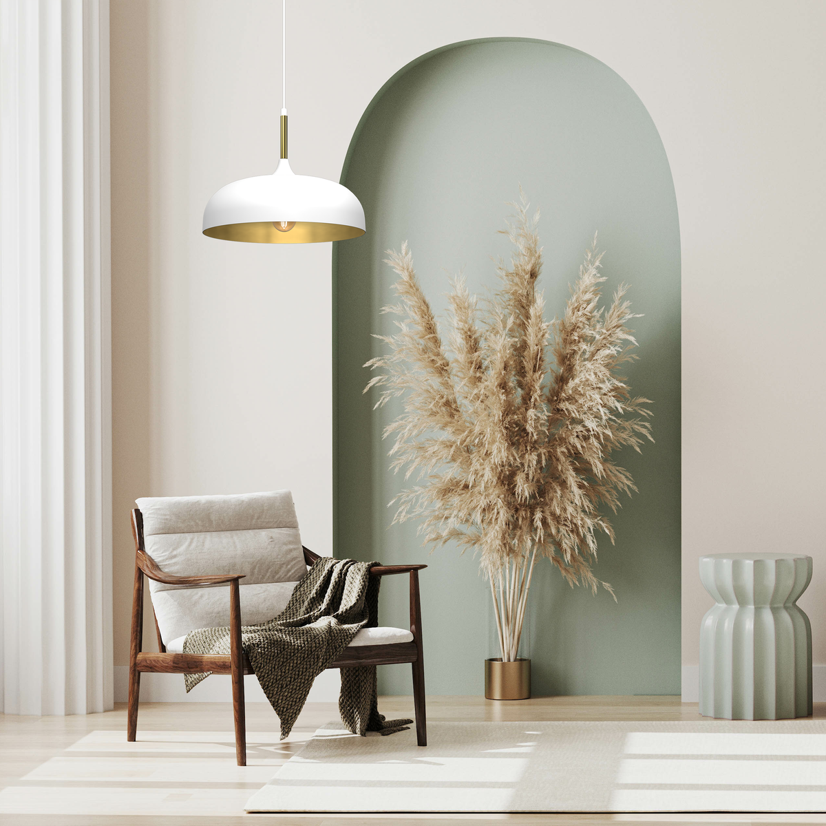 Pendant Lamp Lincoln White/Gold 1XE27 35cm