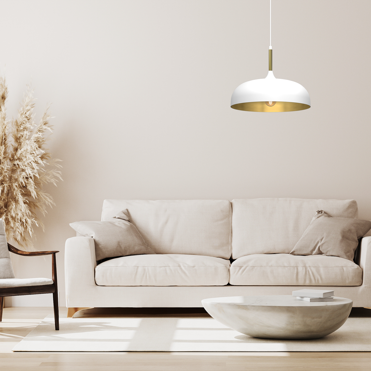 Pendant Lamp Lincoln White/Gold 1XE27 35cm