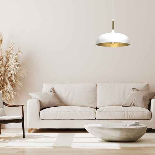 Pendant Lamp Lincoln White/Gold 1XE27 35cm