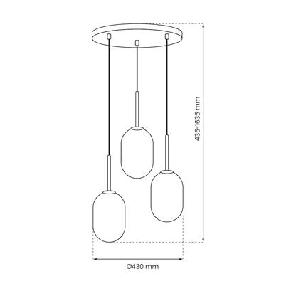 Pendant Light Alias Gold 3xE14 Circle