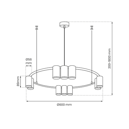 Pendant Light (Circle) Genesis Black Gold 10xGU10