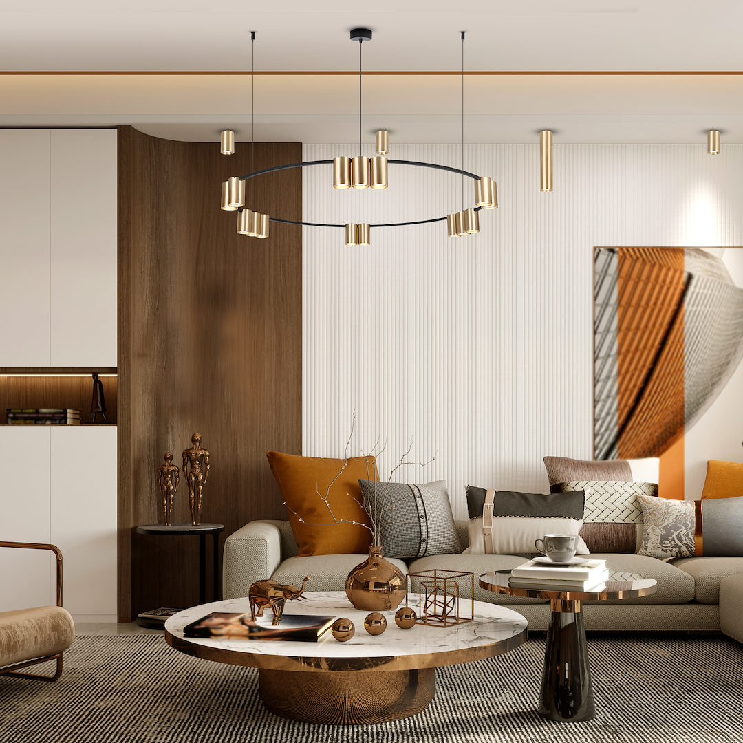 Pendant Light (Circle) Genesis Black Gold 15xGU10