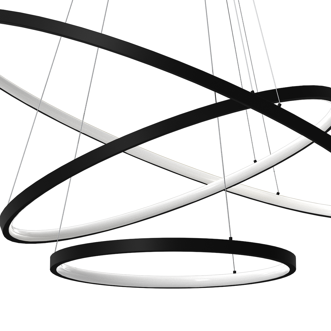 Pendant Lamp Hoop Black 93W LED