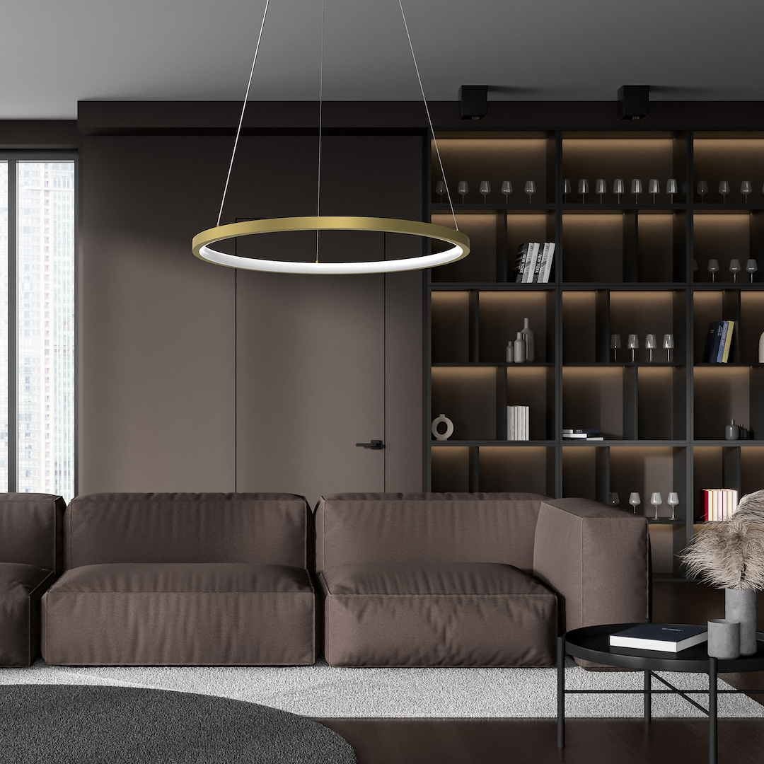Pendant Lamp Hoop Black 93W LED